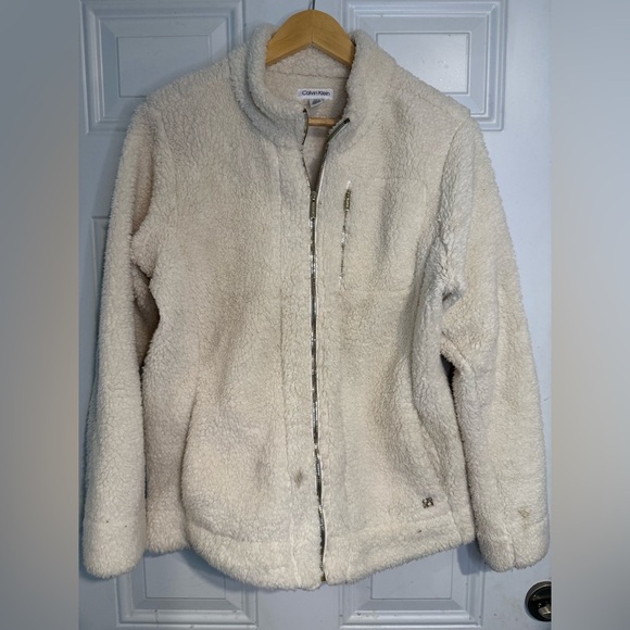 Calvin Klein Cream Teddy Jacket Plush Warmth - Picture 1 of 3